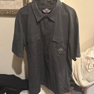 Harley-Davidson Gray Button Down Men's Shirt - Size XL